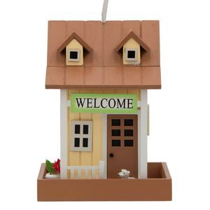 Radiant Treasures Wooden Welcome Home Handmade Birdhouse in Yellow & White